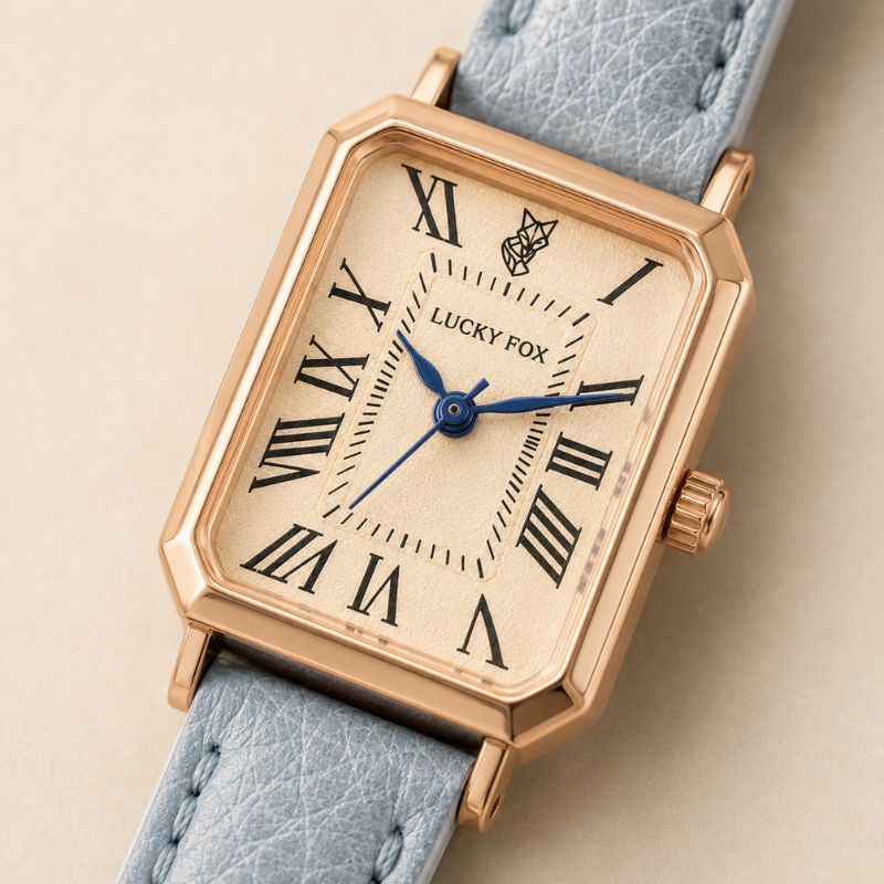 Rectangular Roman Numeral Leather Watch