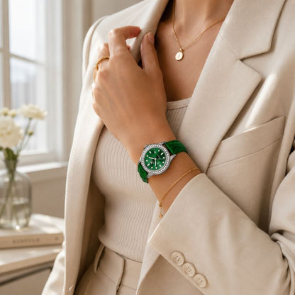 Crystal Bezel Stainless Steel Watch