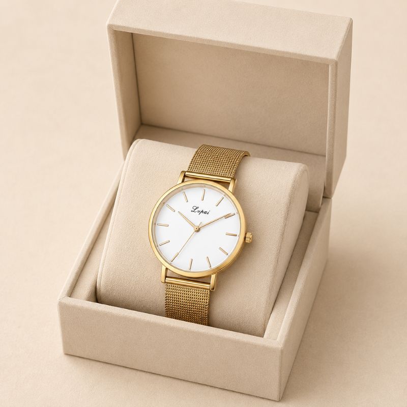 Marble Dial Mesh Bracelet Watch