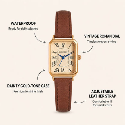 Rectangular Roman Numeral Leather Watch