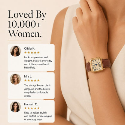 Rectangular Roman Numeral Leather Watch
