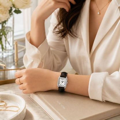 Square Roman Numeral Leather Watch