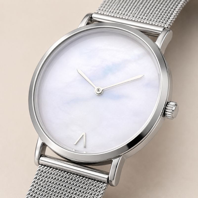 Minimalist Marble Dial Mesh Watch