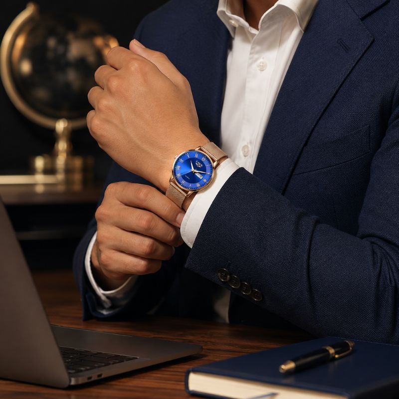 Roman Numeral Mesh Strap Watch