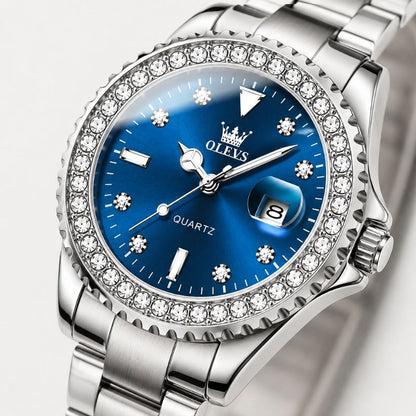 Crystal Bezel Stainless Steel Watch