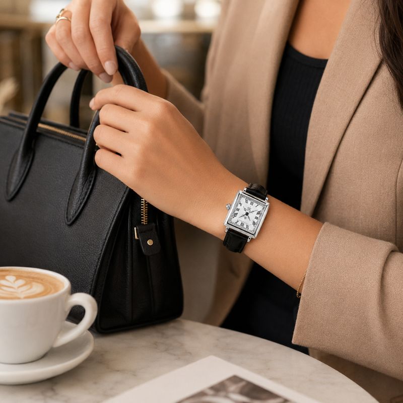 Square Roman Numeral Leather Watch