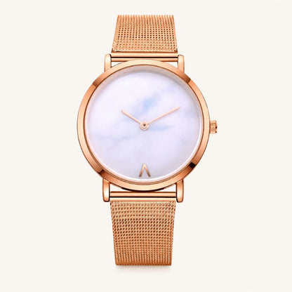 Minimalist Marble Dial Mesh Watch