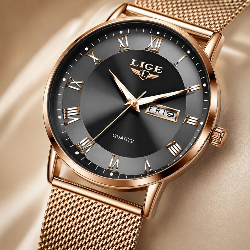 Roman Numeral Mesh Strap Watch