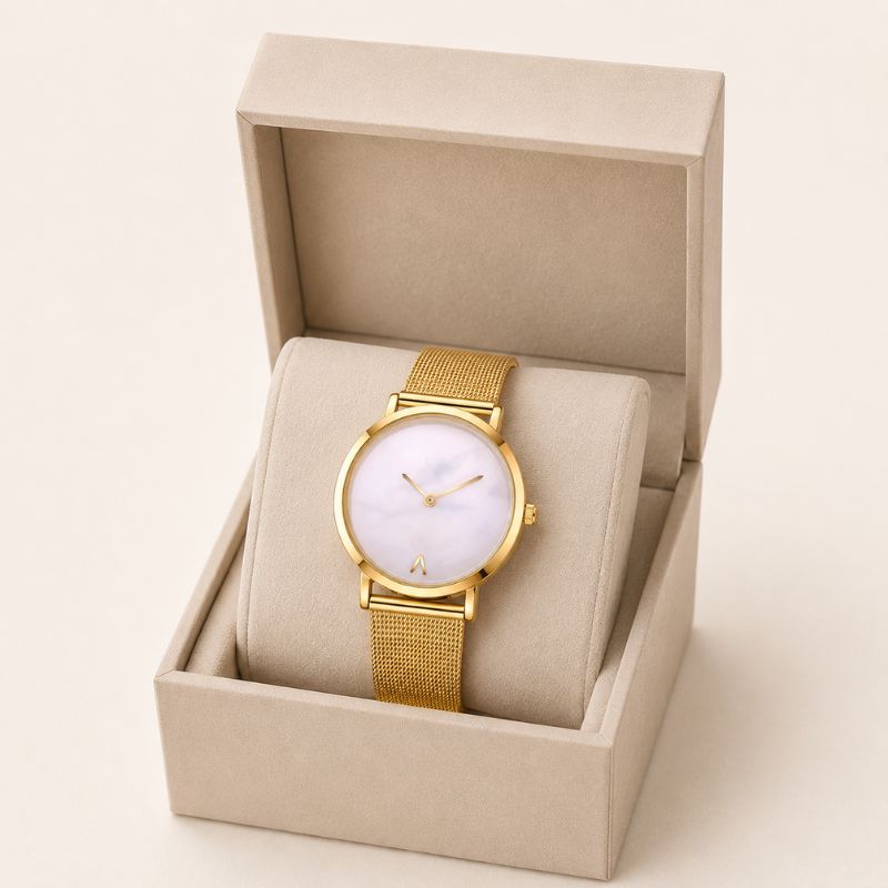 Minimalist Marble Dial Mesh Watch