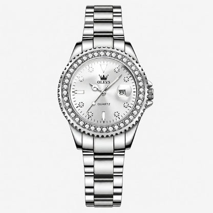 Crystal Bezel Stainless Steel Watch
