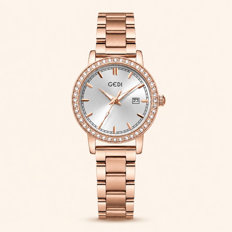 Crystal Bezel Steel Bracelet Watch