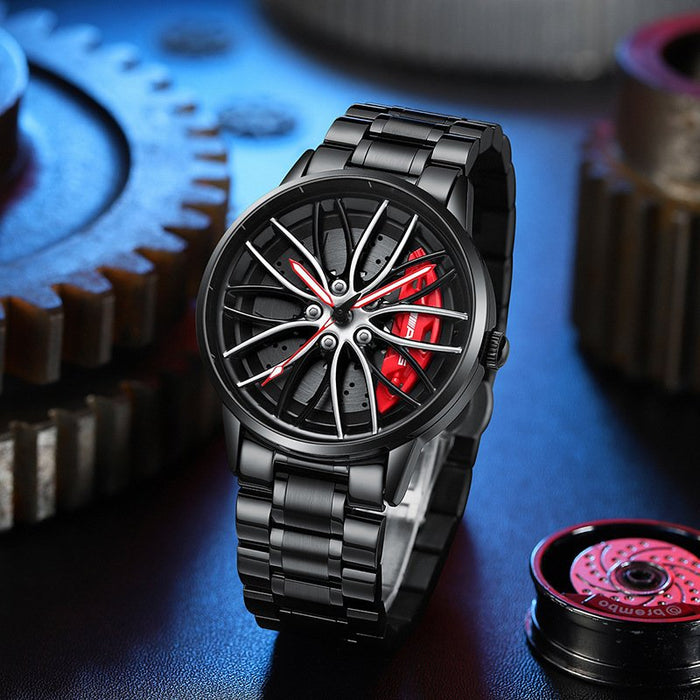 Men’s Sport Luxury Watch | Wheel-Inspired Dial & Elegant Metal Design