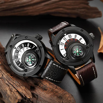 Men’s Sport Watch – Quartz, Leather Strap & Compass