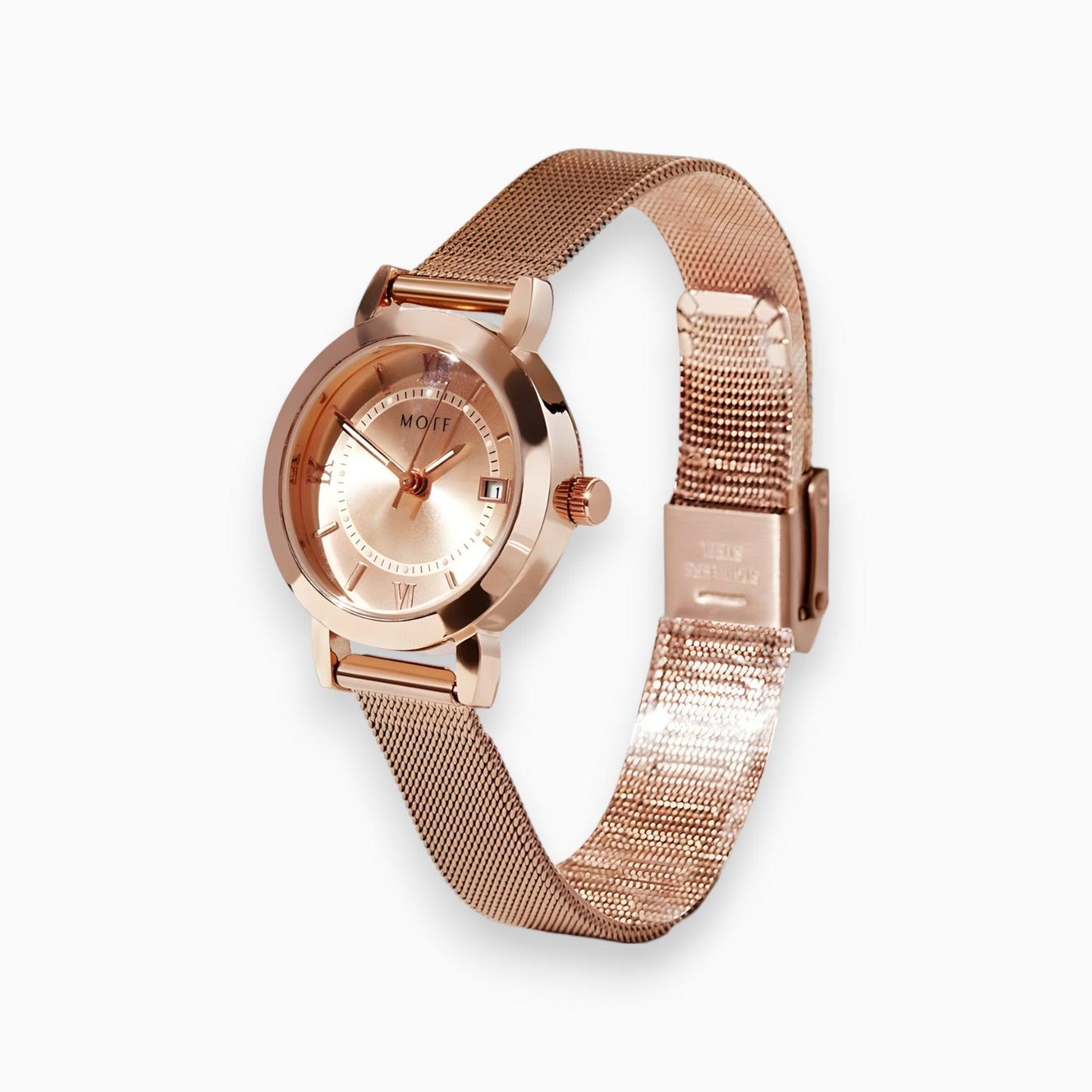 Elegant round stainless steel watch