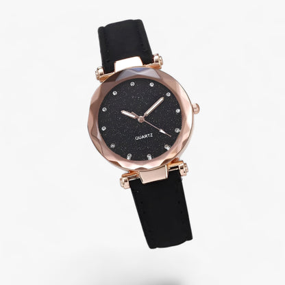 Round dial clock with luminous rhinestones