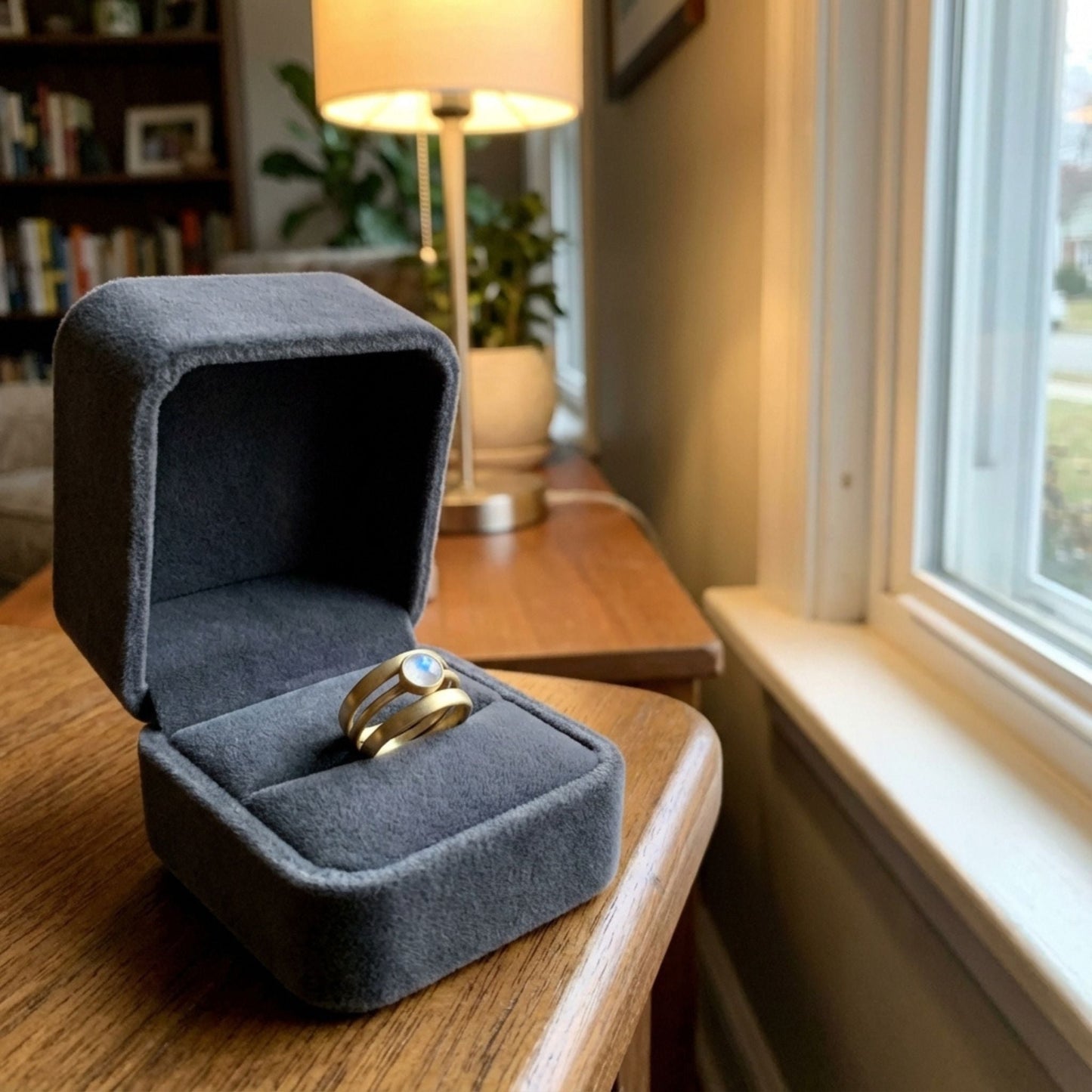 Vintage Gold & Inlaid Moonstone Ring