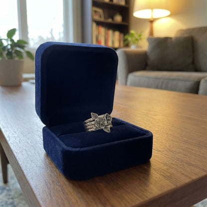 Vintage Flower Silver Layer Ring