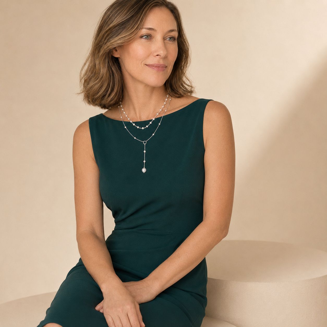 Layered Pearl Y-Drop Necklace