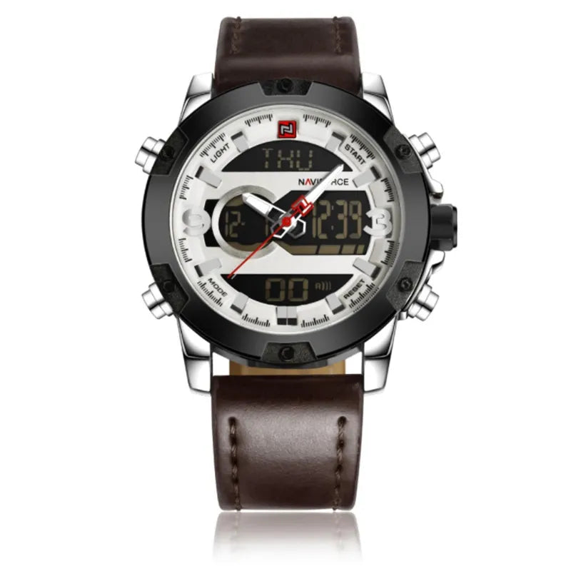 Men Sport Watches Men's Leather Digital Army Military Watch